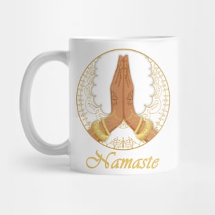 Namaste Hands White Mandala Mug